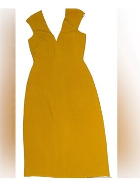 Zara Mustard Cutout V-Neck Midi Dress